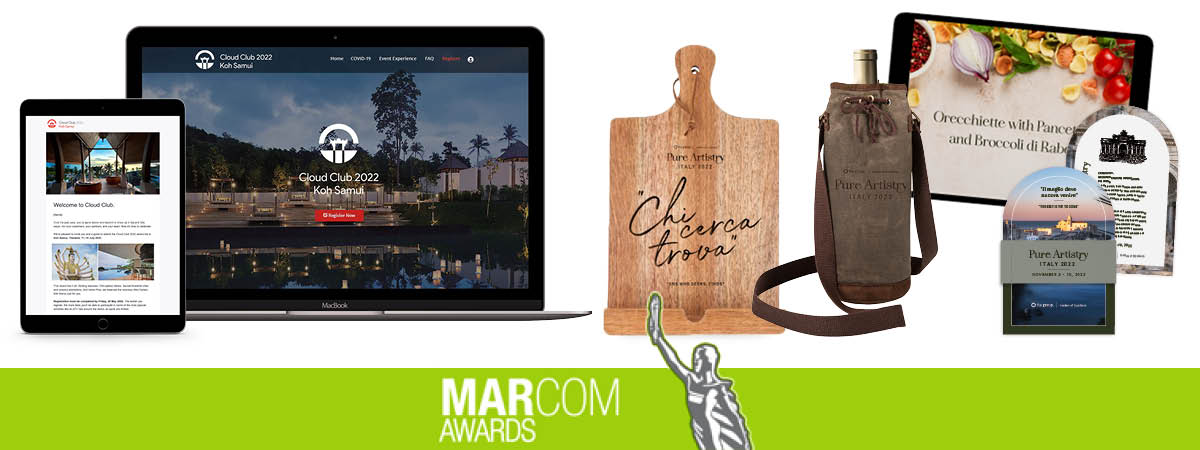 collage of creative work that won a 2022 Marcom Award